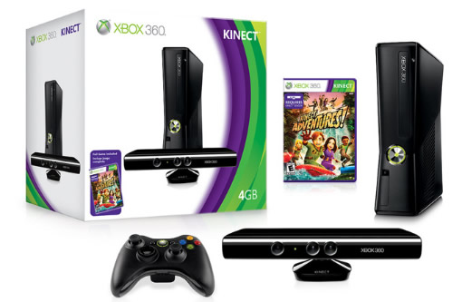 XBOX 360 4GB SLIM PAL + KINECT SENSOR מייקרוסופט אקסבוקס 360