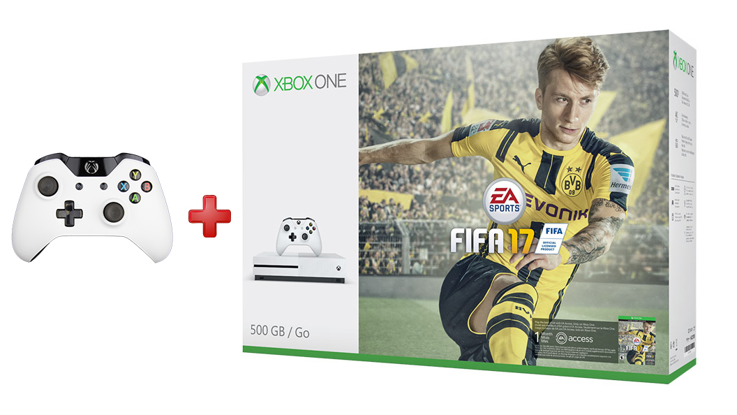 XBOX ONE 500GB SLIM + FIFA 17 + שלט נוסף