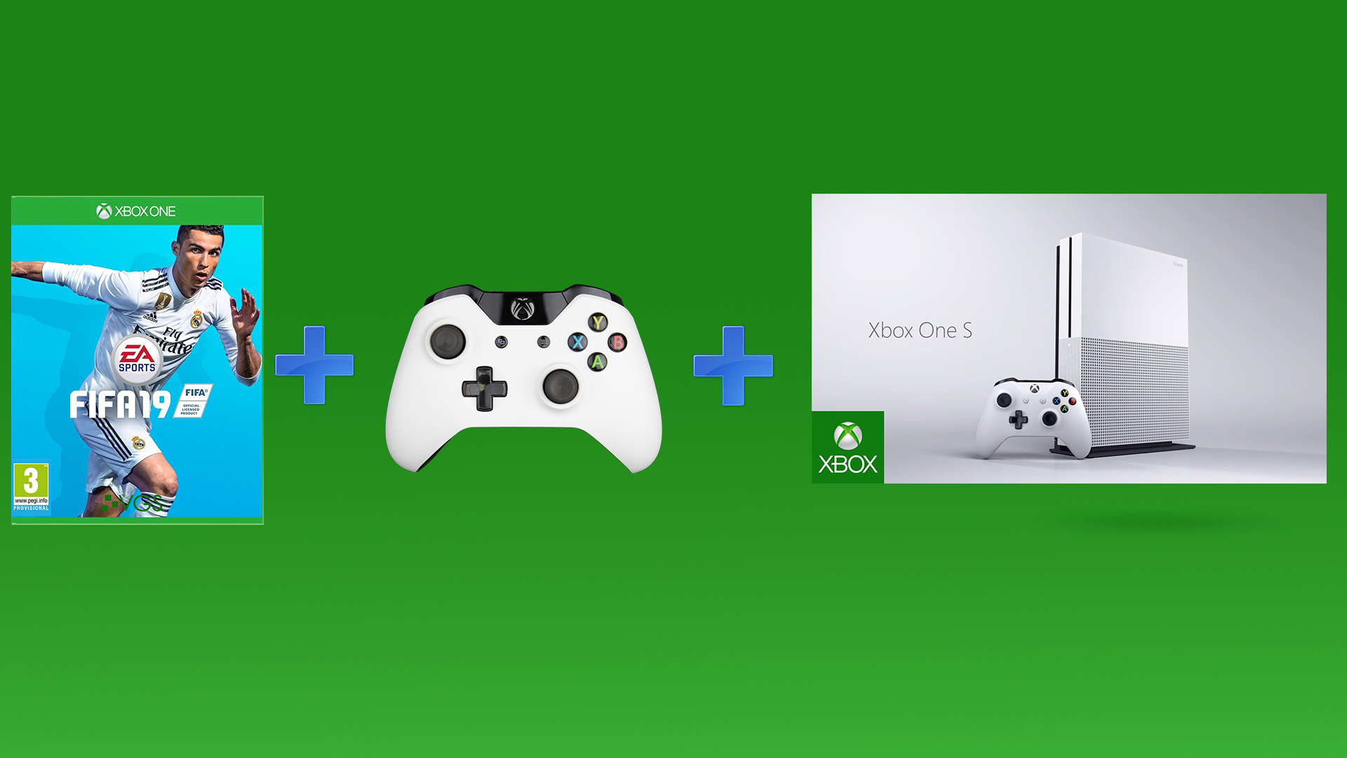 חבילת XBOX ONE S 1TB+ שלט נוסף + משחק FIFA19