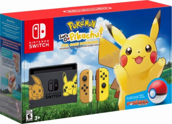 Nintendo Switch + Pokemon Let’s Go Pikachu Poke Ball Plus נינטנדו סוויץ' + פוקימון גרסת פיקאצ'ו באנדל