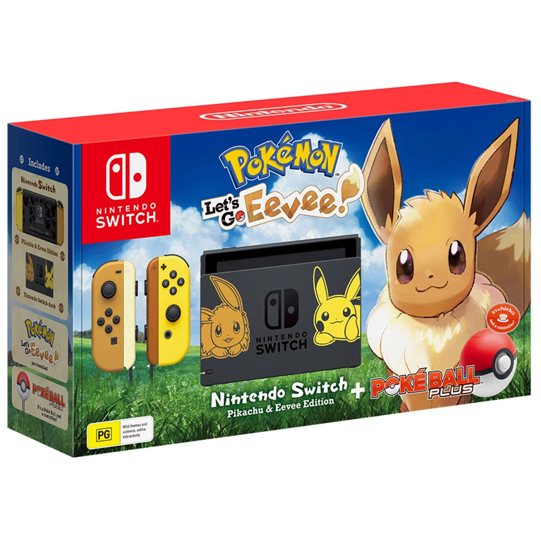 Nintendo Switch + Pokemon Let’s Go Evee Poke Ball Plus נינטנדו סוויץ' + פוקימון באנדל גרסת איווי למכירה