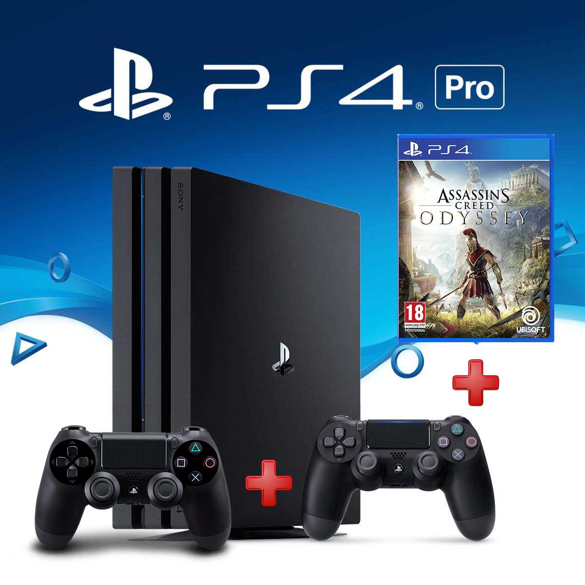 Playstation 4 Pro 1TB + שלט נוסף + משחק Assassins Creed Odyssey