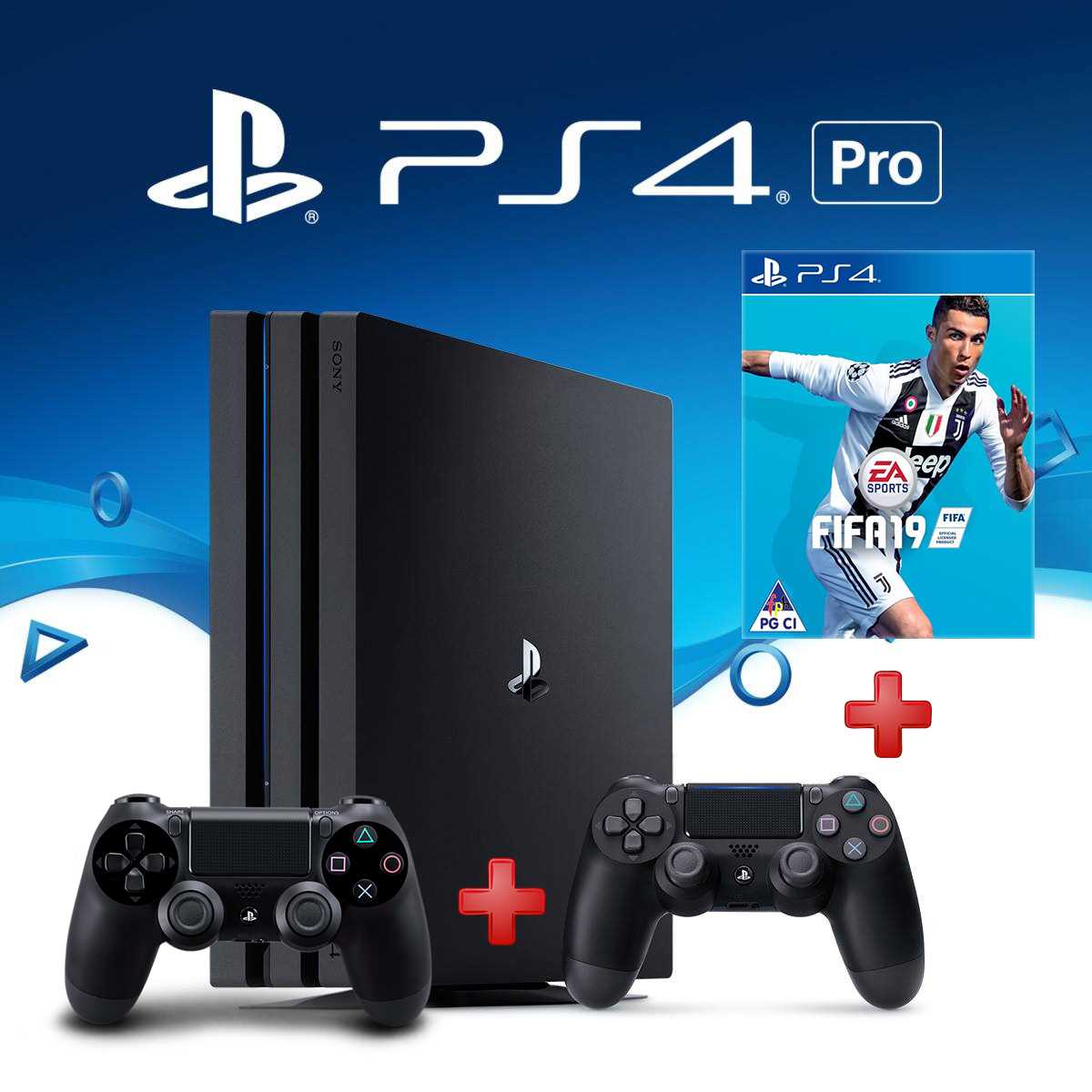 Playstation 4 Pro 1TB + שלט נוסף + משחק FIFA 19