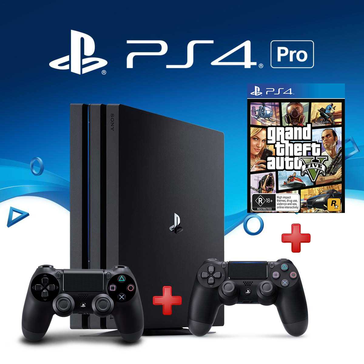 Playstation 4 Pro 1TB + שלט נוסף + משחק GTA V 