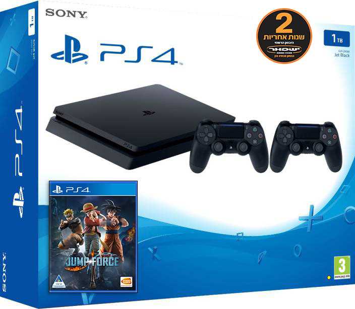 קונסולת Playstation 4 Slim 1TB + שלט נוסף + Jump Force יבואן רשמי