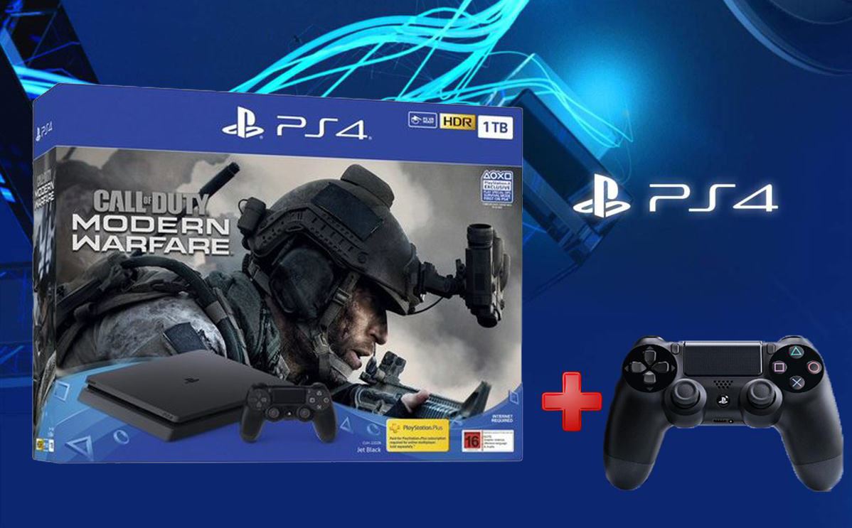 קונסולת 1tb Playstation 4 + שלט נוסף + Call Of Duty MODERN WARFARE