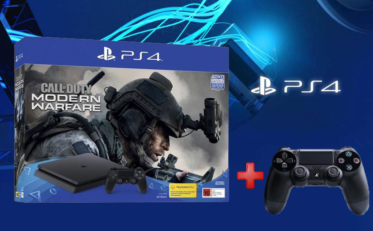 קונסולת 500GB Playstation 4 + שלט נוסף + Call Of Duty MODERN WARFARE