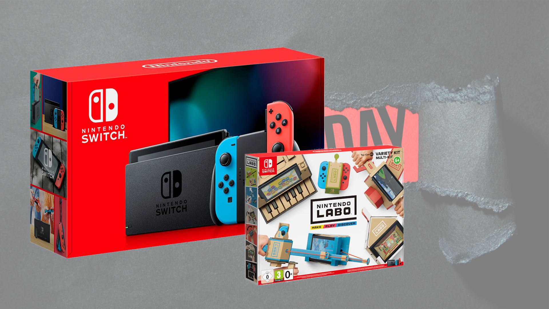 Nintendo Switch V 1.1 אדום כחול + LABO !!מבצע BLACK FRIDAY!!