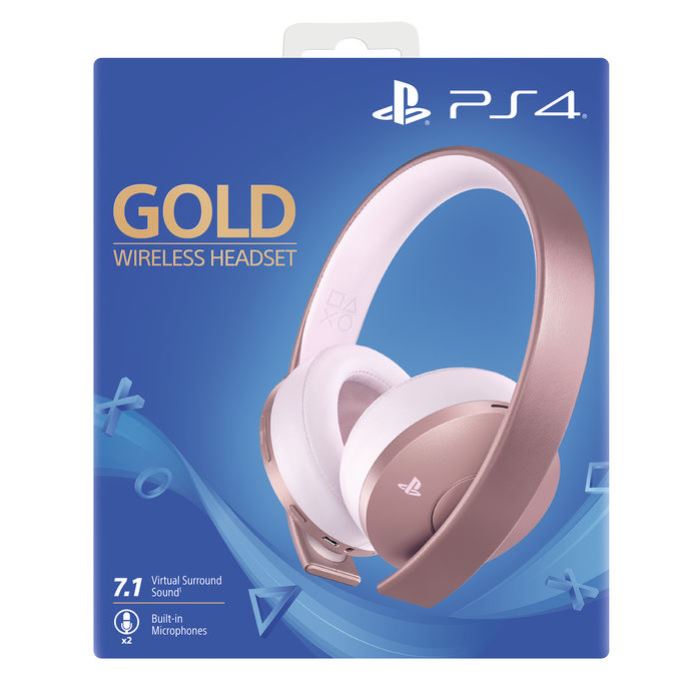 אוזניות אלחוטית 7.1 Sony Gold Wireless Headse Rose Gold עבור פלייסטיישן 4 וורוד