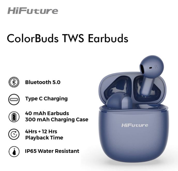 אוזניות אלחוטיות צבע כחול נייבי HiFuture Color Buds Wireless Navy Blue
