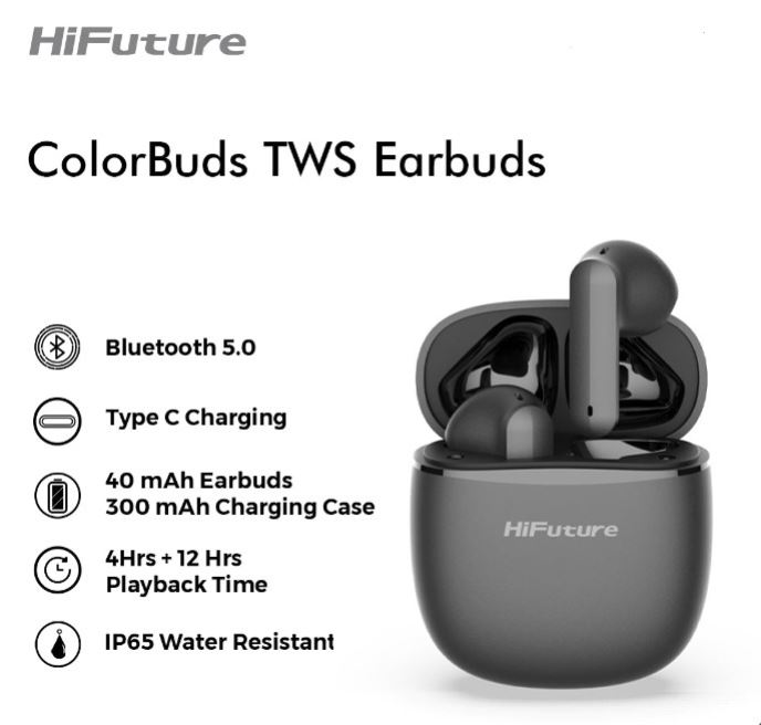 אוזניות אלחוטיות צבע שחור HiFuture Color Buds Wireless BLACK