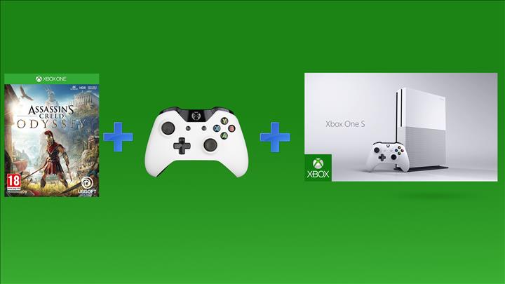 חבילת XBOX ONE S 1TB+ שלט נוסף + משחק Assassin's Creed Odyssey!