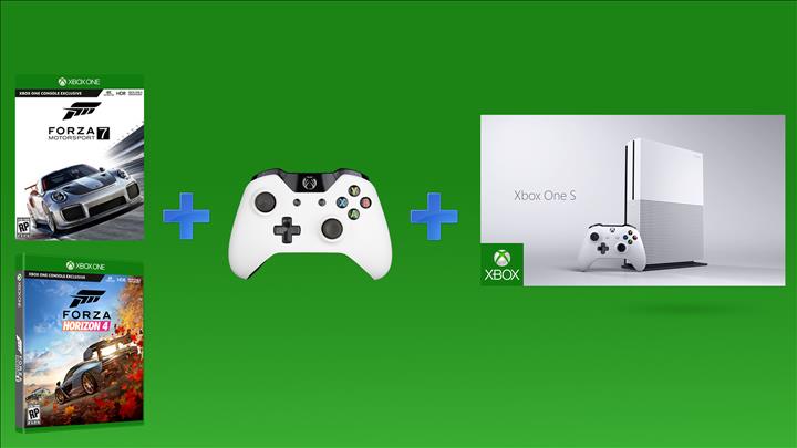 חבילת XBOX ONE S 1TB + שני משחקים - Forza 7 ו- Forza Horizon 4 + שלושה חודשי לייב גולד!