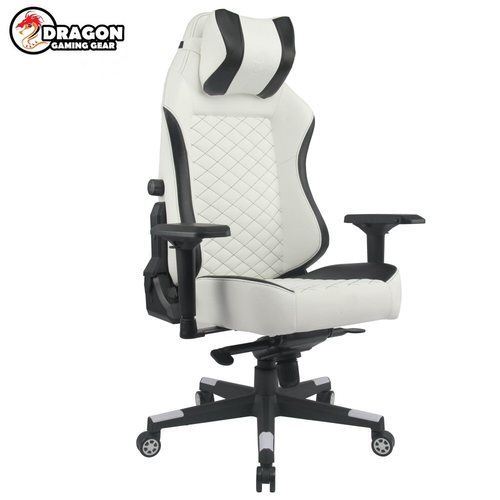 DRAGON INFINITY White GAMING CHAIR גיימינג סדרת DELUXE עם מנגנון הידראולי חדש לתמיכה בגב התחתון!