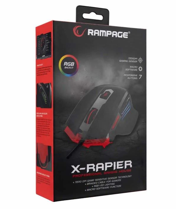 Rampage - X-Rapier עכבר גיימינג חוטי