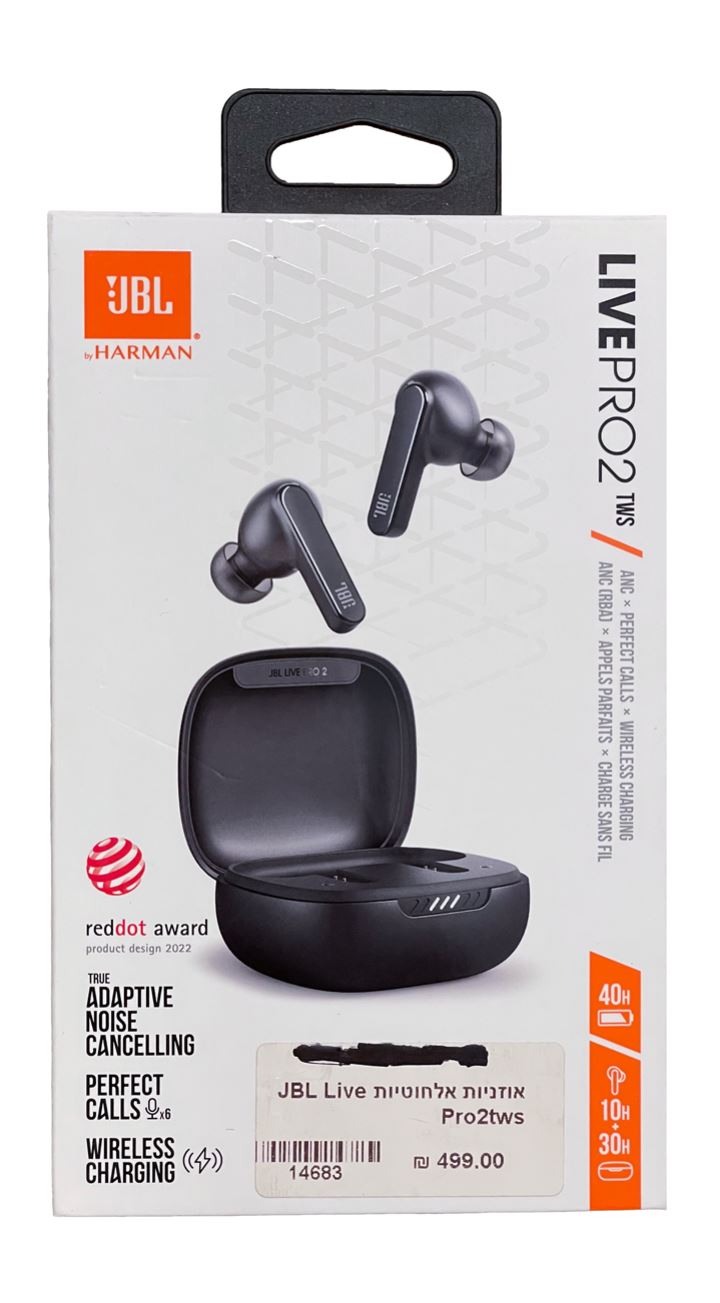 אוזניות אלחוטיות עם ביטול רעשים אקטיבי JBL Live Pro 2 TWS Noise Cancellation Wireless Headset