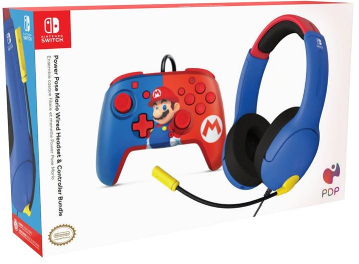 Switch - Super Mario Wired Controller + Headphones מארז שלט + אוזניות של מריו 