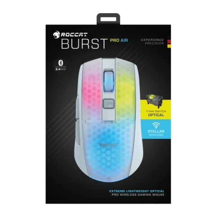 עכבר גיימינג אלחוטי - Roccat Burst Pro Air בצבע לבן!