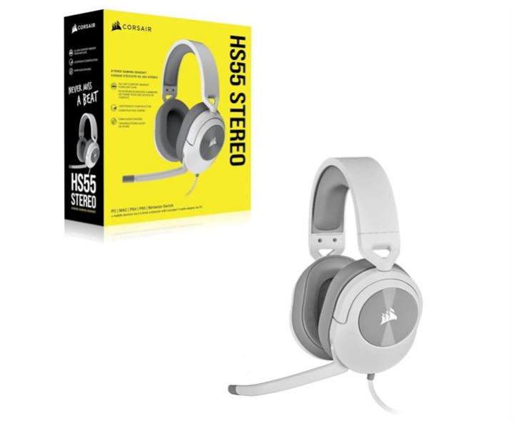אוזניות גיימינג - CORSAIR HS55 Stereo - לבן